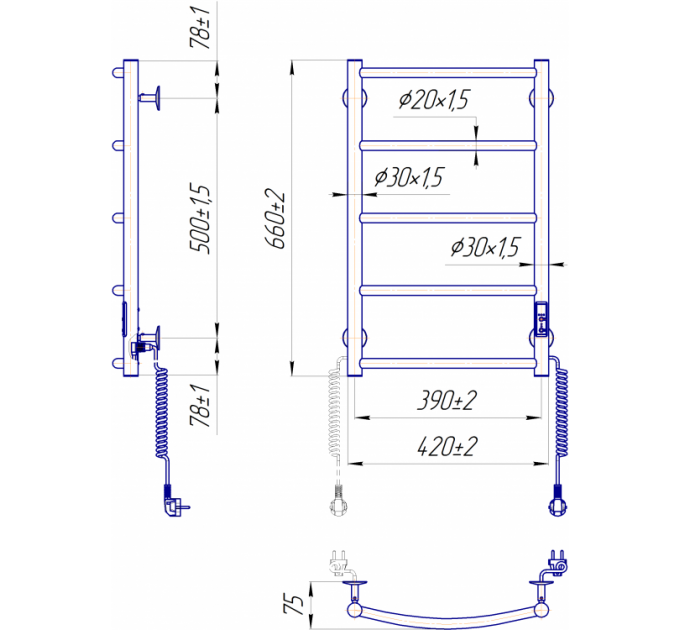 Рушникосушарка Mario Класік НР-I 650х430/75 TR К (2.3.0113.10.P)
