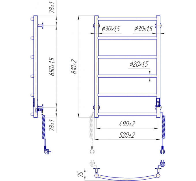 Рушникосушарка Mario Класік НР-I 800х530/85 TR К (2.3.0115.10.P)