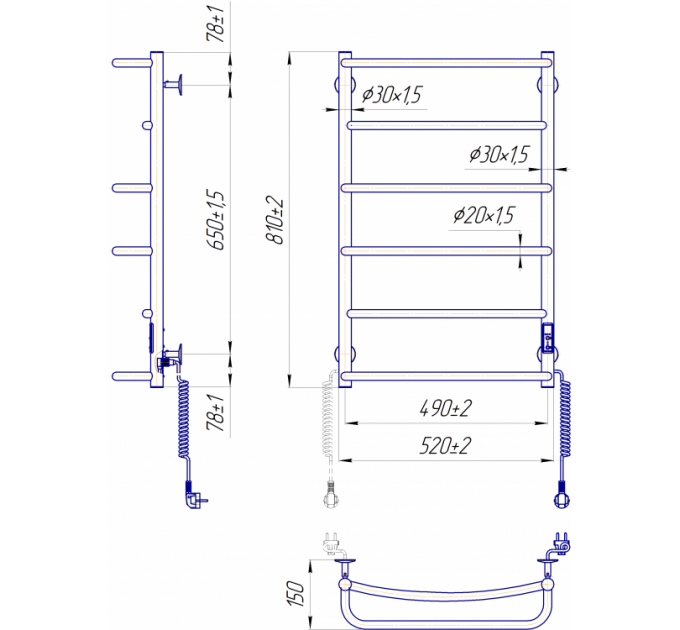 Рушникосушарка Mario Люкс НР-І 800х530/150 TR К (2.3.0315.10.P)