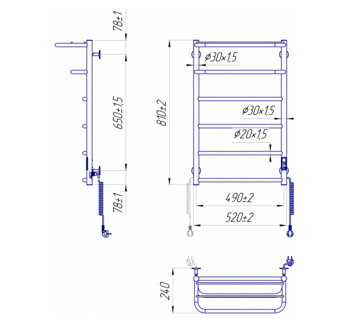 Рушникосушарка Mario Hotel-І 800х530/240 TR К (2.3.6203.11.P)