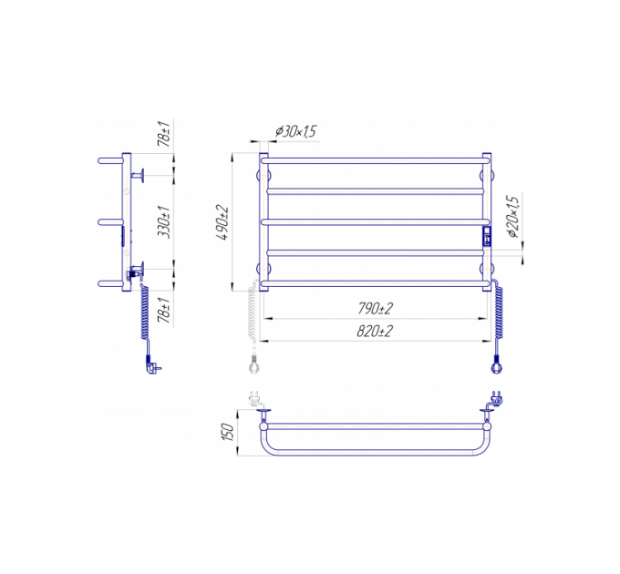 Рушникосушарка Mario Люкс Сіті-I 500х830/150 TR К (2.3.6302.11.P)