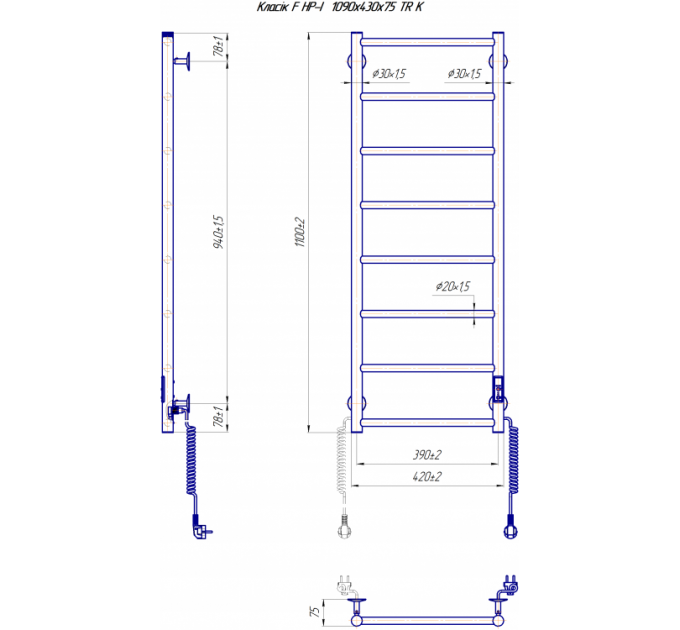 Рушникосушарка Mario Класік F НР-I 1090Х430/75 TR K (2.3.0704.10.Р)