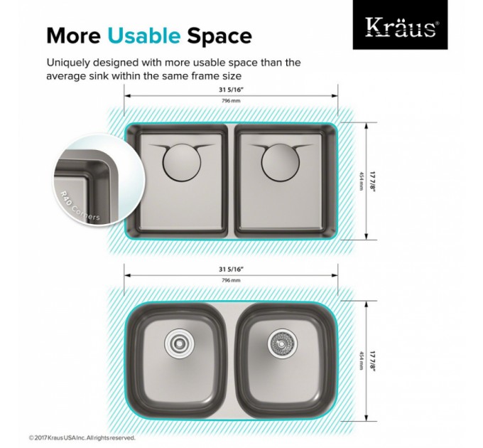 Кухонна мийка Kraus KD1UD33B