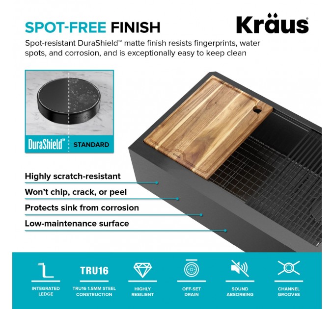 Кухонна мийка Kraus KWF410-33/PGM