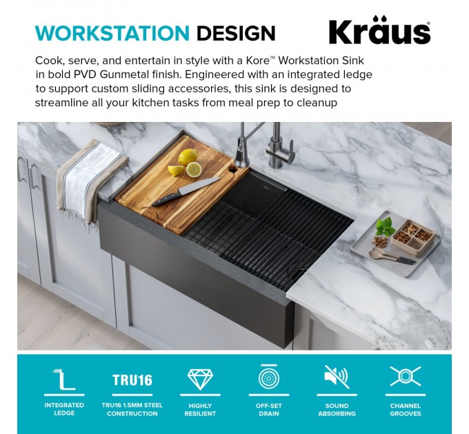 Кухонна мийка Kraus KWF410-33/PGM