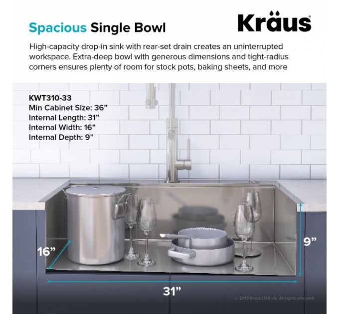 Кухонна мийка Kraus KWT310-33