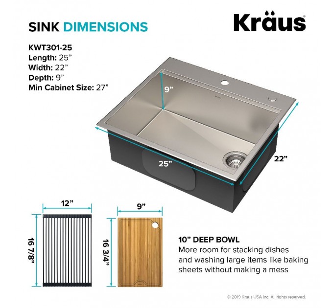 Кухонна мийка Kraus KWT310-33/PGM