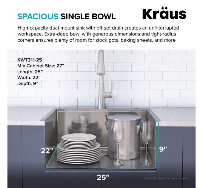 Кухонна мийка Kraus KWT310-33/PGM