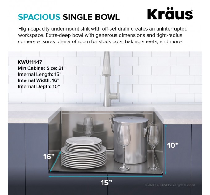 Кухонная мойка Kraus KWU111-17