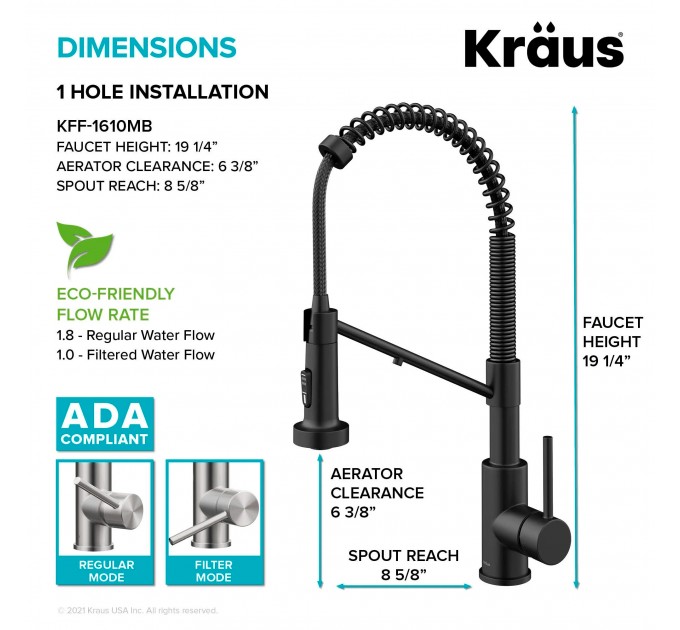 Смеситель кухонный Kraus Bolden KFF-1610MB