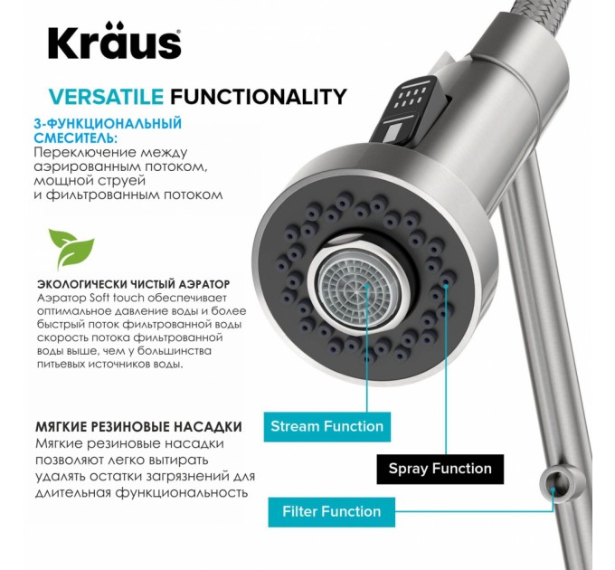 Смеситель кухонный Kraus Bolden KFF-1610SFACB