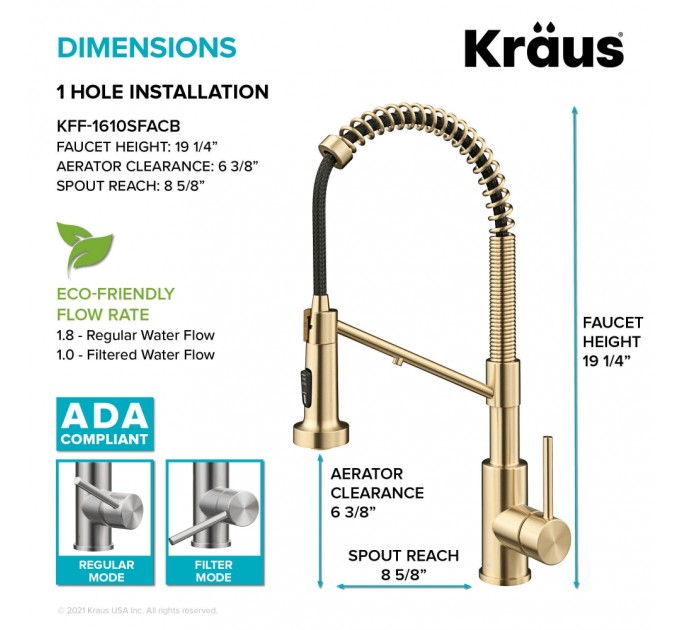 Смеситель кухонный Kraus Bolden KFF-1610SFACB