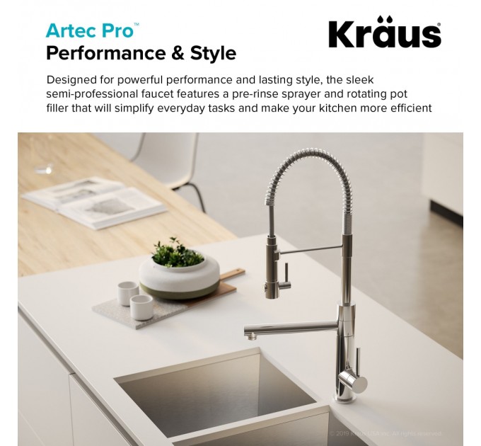 Змішувач кухонний Kraus Artec Pro KPF-1603MBSB