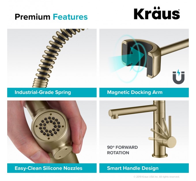 Змішувач кухонний Kraus Artec Pro KPF-1603MBSB