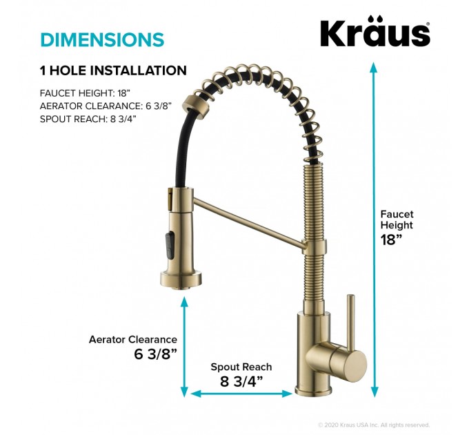 Смеситель кухонный Kraus Bolden KPF-1610SFACB