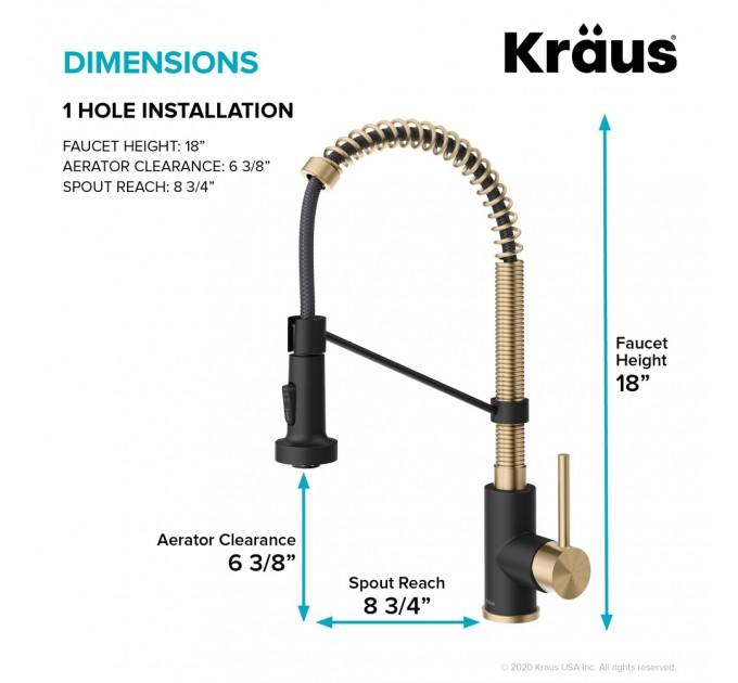 Змішувач кухонний Kraus Bolden KPF-1610SFACBMB