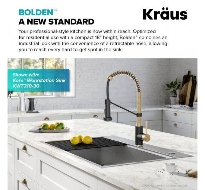 Змішувач кухонний Kraus Bolden KPF-1610SFACBMB