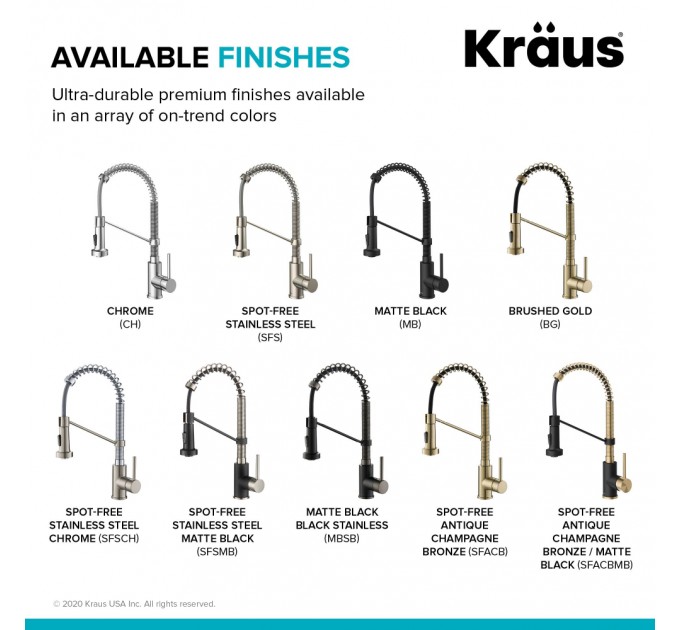 Змішувач кухонний Kraus Bolden KPF-1610SFACBMB