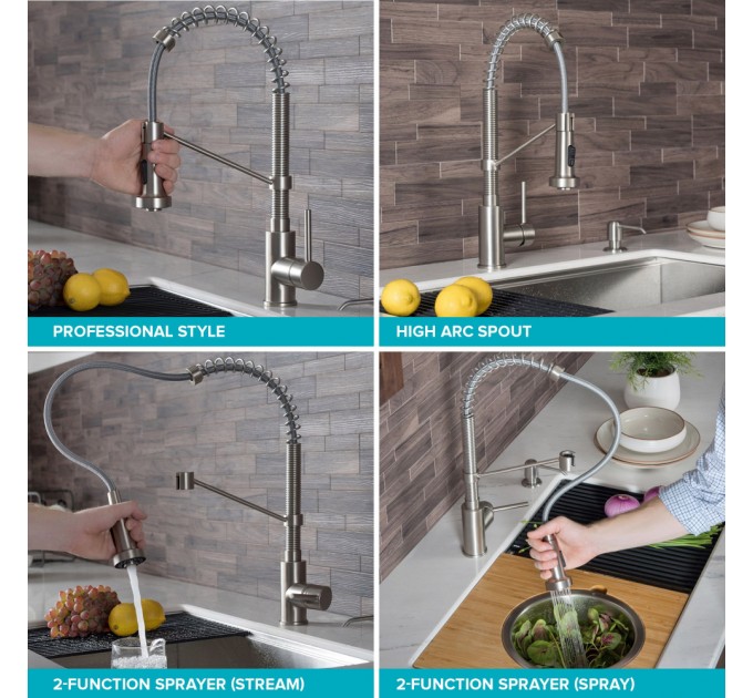 Змішувач кухонний Kraus Bolden KPF-1610SFACBMB