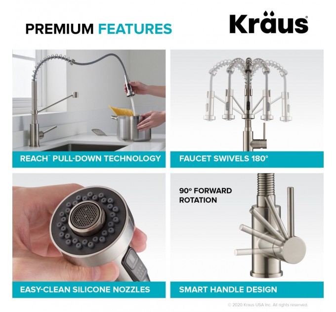 Змішувач кухонний Kraus Bolden KPF-1610SFACBMB