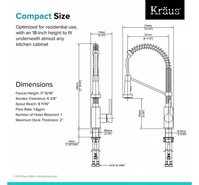 Смеситель кухонный Kraus Bolden KPF-1610SFS