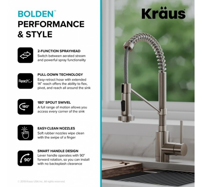 Смеситель кухонный Kraus Bolden KPF-1610SFS