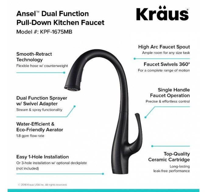 Смеситель кухонный Kraus Ansel KPF-1675MB