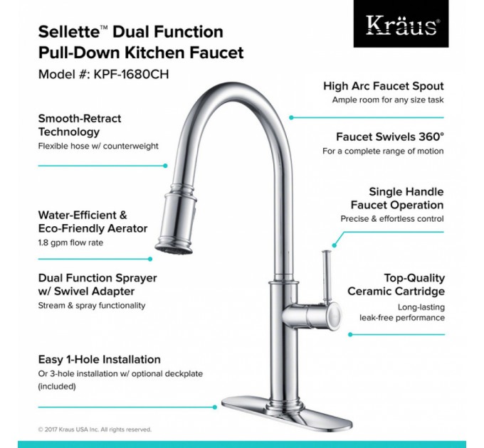 Смеситель кухонный Kraus Sellette KPF-1680SFS