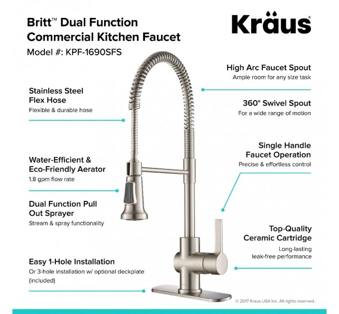 Смеситель кухонный Kraus Britt KPF-1690SFS
