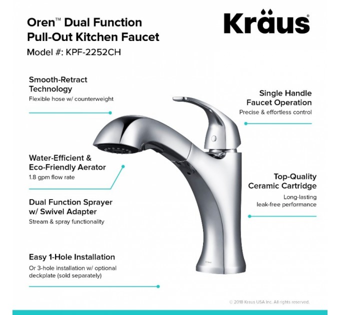Смеситель кухонный Kraus Oren KPF-2252SFS