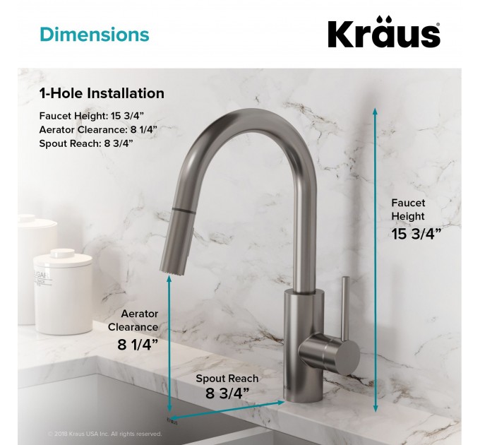 Смеситель кухонный Kraus Oletto KPF-2620SFS