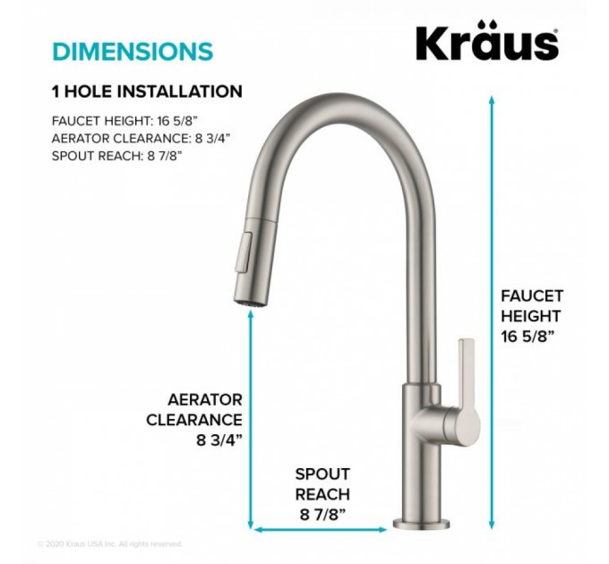 Смеситель кухонный Kraus Oletto KPF-2820SFS