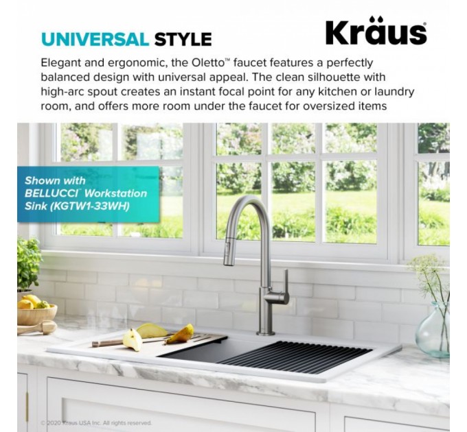 Смеситель кухонный Kraus Oletto KPF-2820SFS