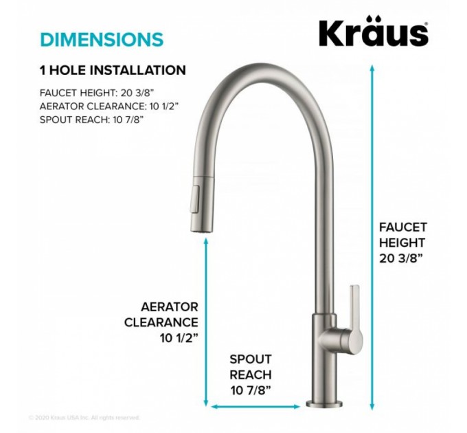 Смеситель кухонный Kraus Oletto KPF-2821SFS