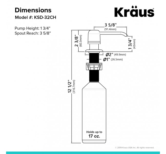 Дозатор моющего средства Kraus KSD-32CH