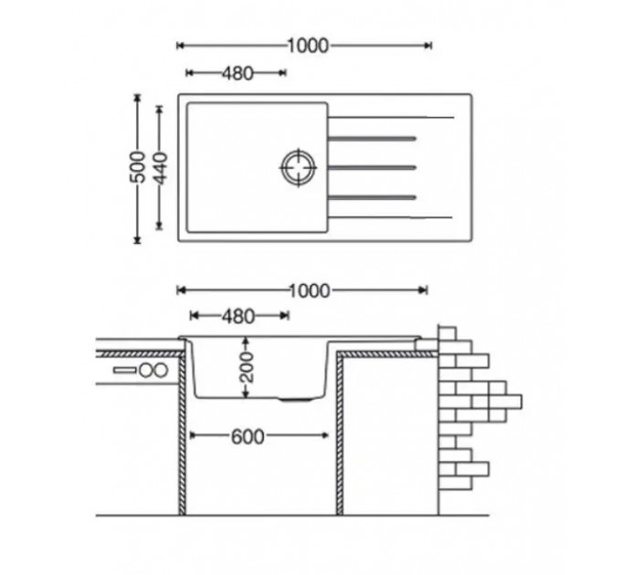 Кухонная мойка Fabiano Classic 100x50 Antracit
