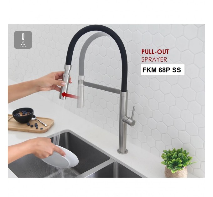 Смеситель кухонный Fabiano FKM 68P SS Inox