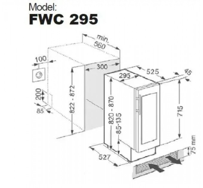 Вбудована винна шафа Fabiano FWC 295 Black