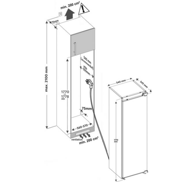 Вбудований холодильник Fabiano FBR 0300