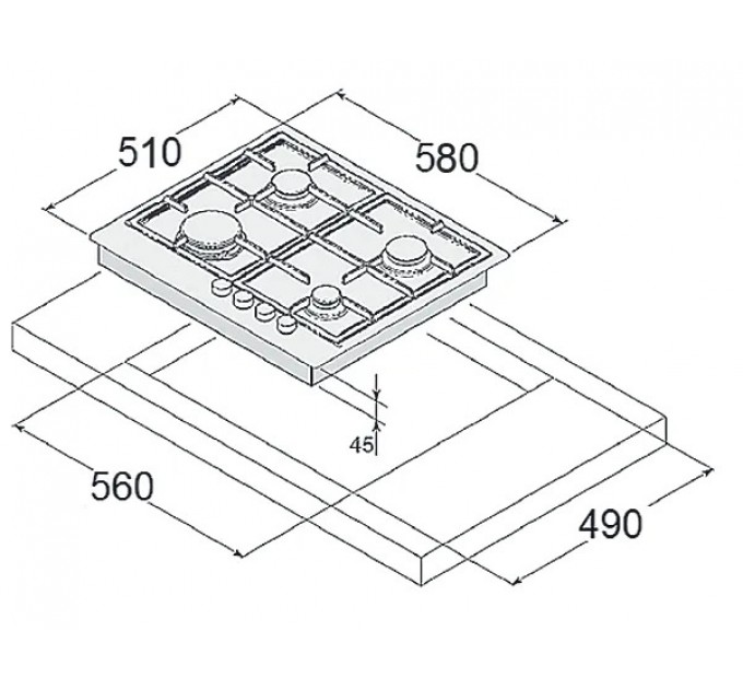 Газова варильна поверхня Fabiano FHG 3344 GHT Inox
