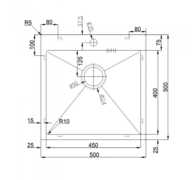 Кухонная мойка Fabiano BR 50x50