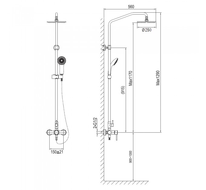 Душовий гарнітур Blue Water DENVER DEN-ZKPN.400 МАТОВЕ ЗОЛОТО