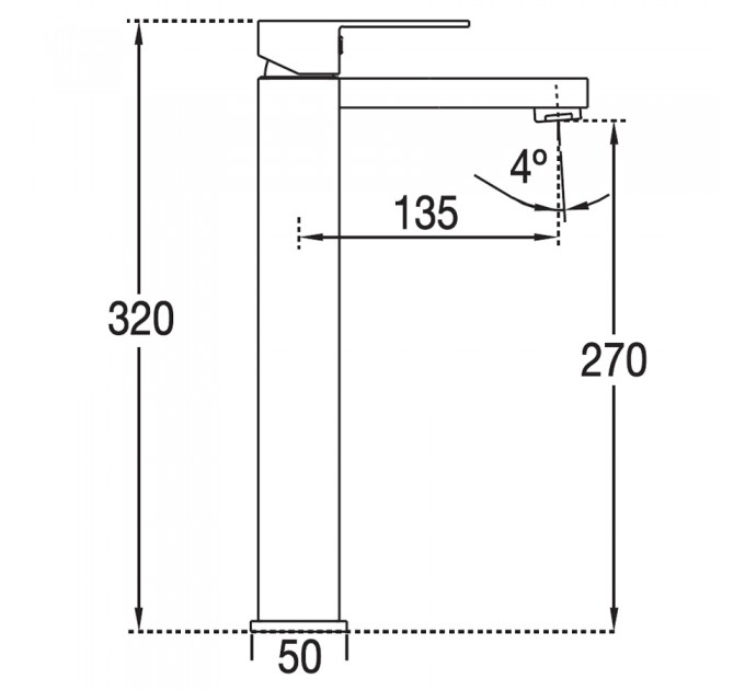 Змішувач для раковини Blue Water TORONTO TOR-BUW.050 ЧОРНИЙ МАТОВИЙ