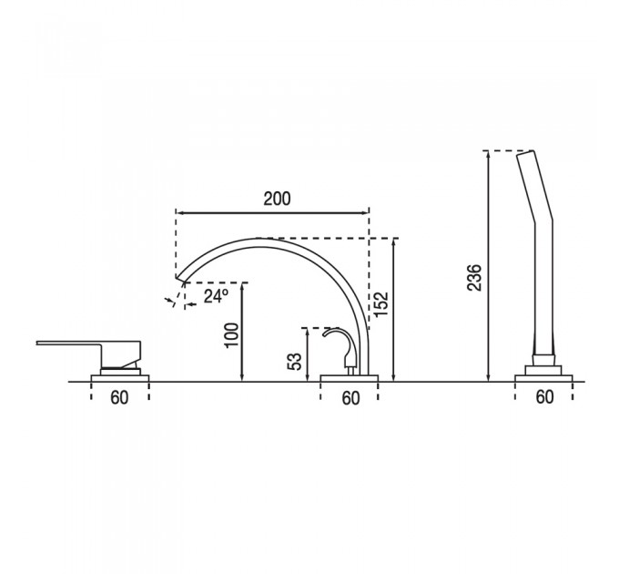 Змішувач для ванни Blue Water TORONTO TOR-BWW.080 ЧОРНИЙ МАТОВИЙ