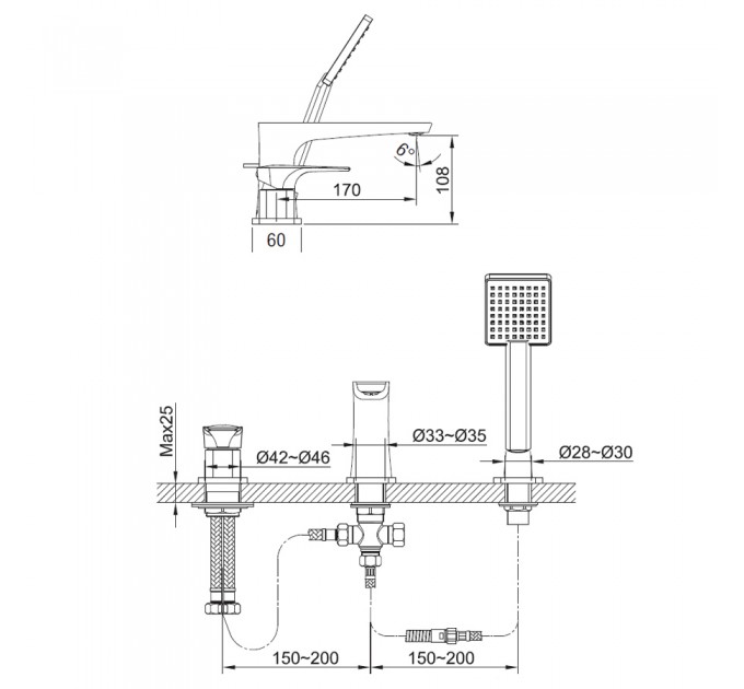 Змішувач для ванни Blue Water MONACO MON-BWW.080 ЗОЛОТО