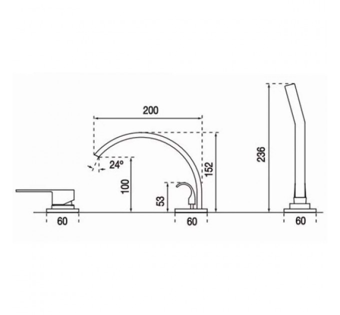 Змішувач для ванни Blue Water TORONTO TOR-BWW.080C ХРОМ