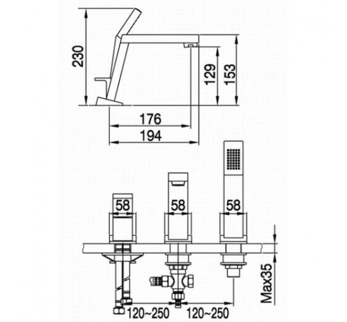 Змішувач для ванни Blue Water TORONTO TOR-BWW.088C ХРОМ