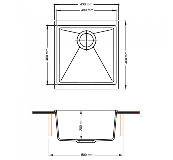 Кухонная мойка Fabiano Navio 43x46 Antracit