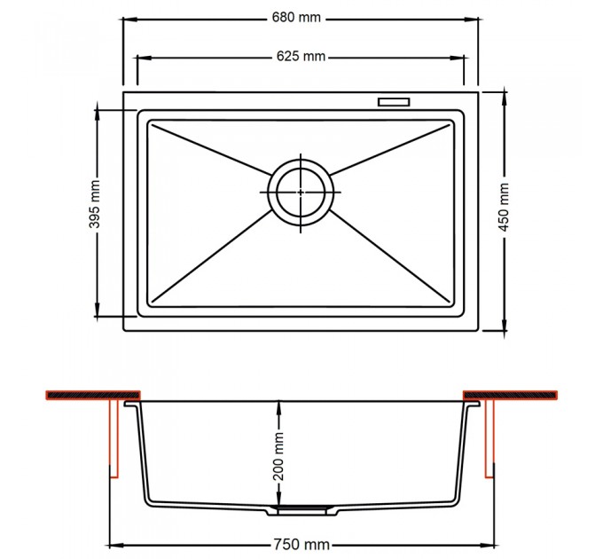 Кухонная мойка Fabiano Navio 68x45 Antracit