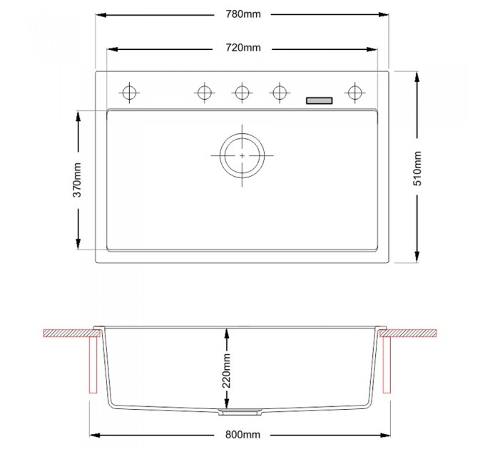 Кухонная мойка Fabiano Quadro 78x51 Antracit